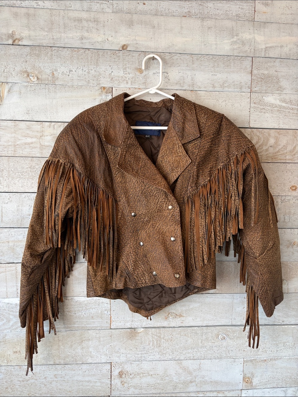 1980s Western Fringe Leather Jacket Cropped Boho Cowgirl Chic - Picture 2 of 16